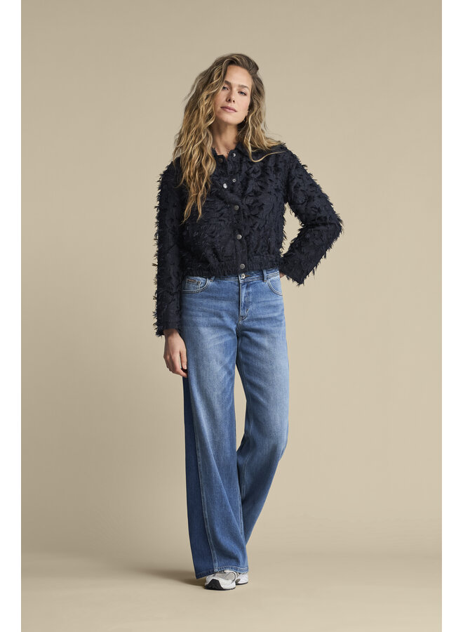 Jacket Bomber fringes navy