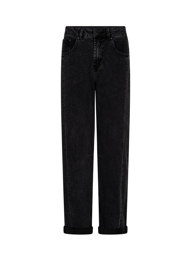 Broek Caitlina side patch black denim