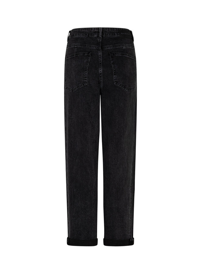 Broek Caitlina side patch black denim