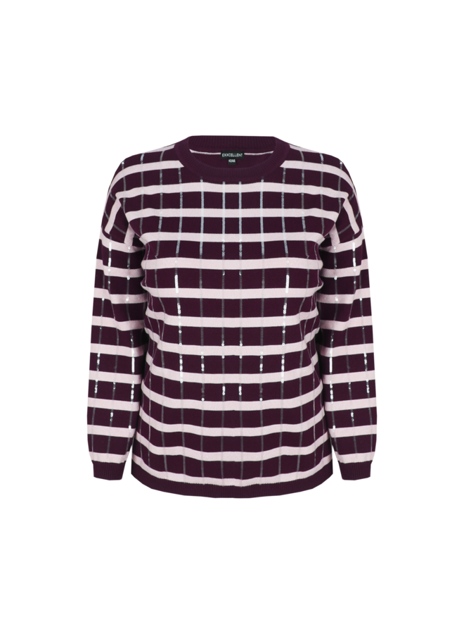 Trui Rivan warm aubergine/sand