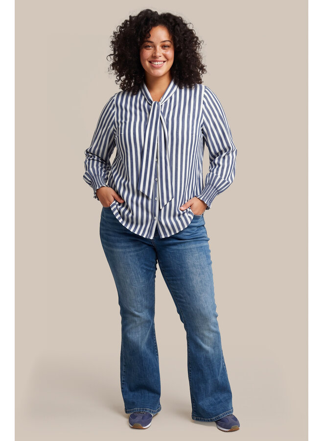 Blouse Esraa offwhite/midnight blue