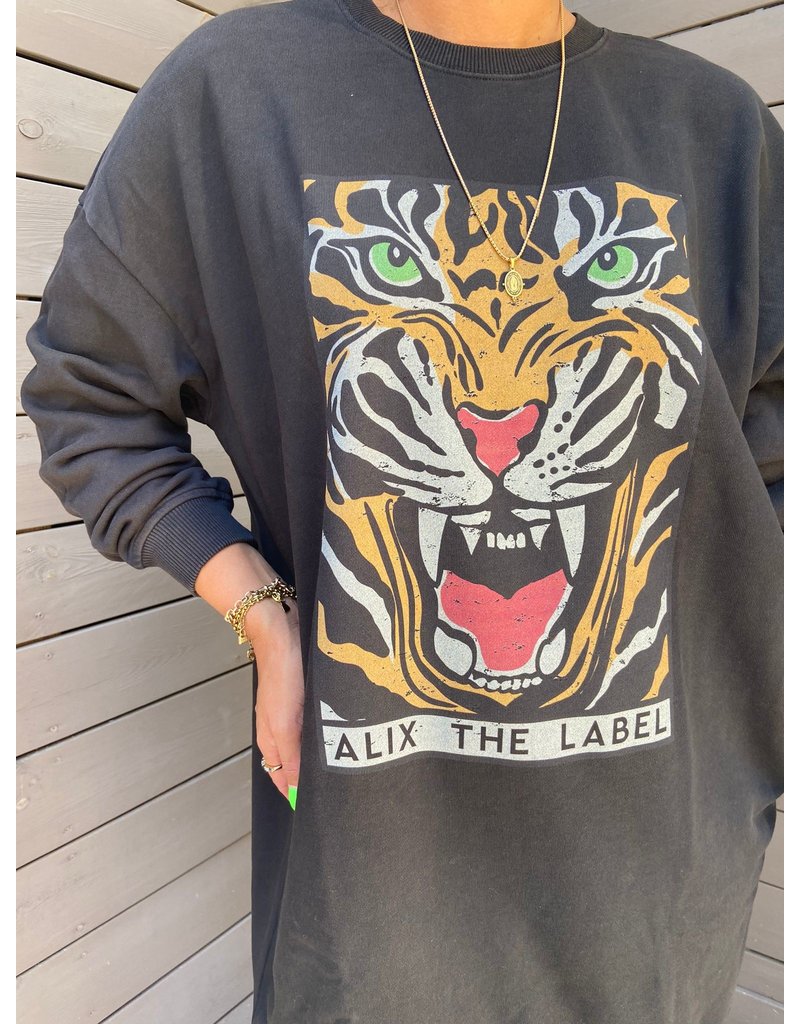 Alix The Label Alix The Label Knitted Long Tiger Sweater Black