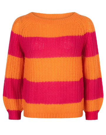 Ydence Ydence Knitted Sweater Frankie Fuchsia/Orange FC2209