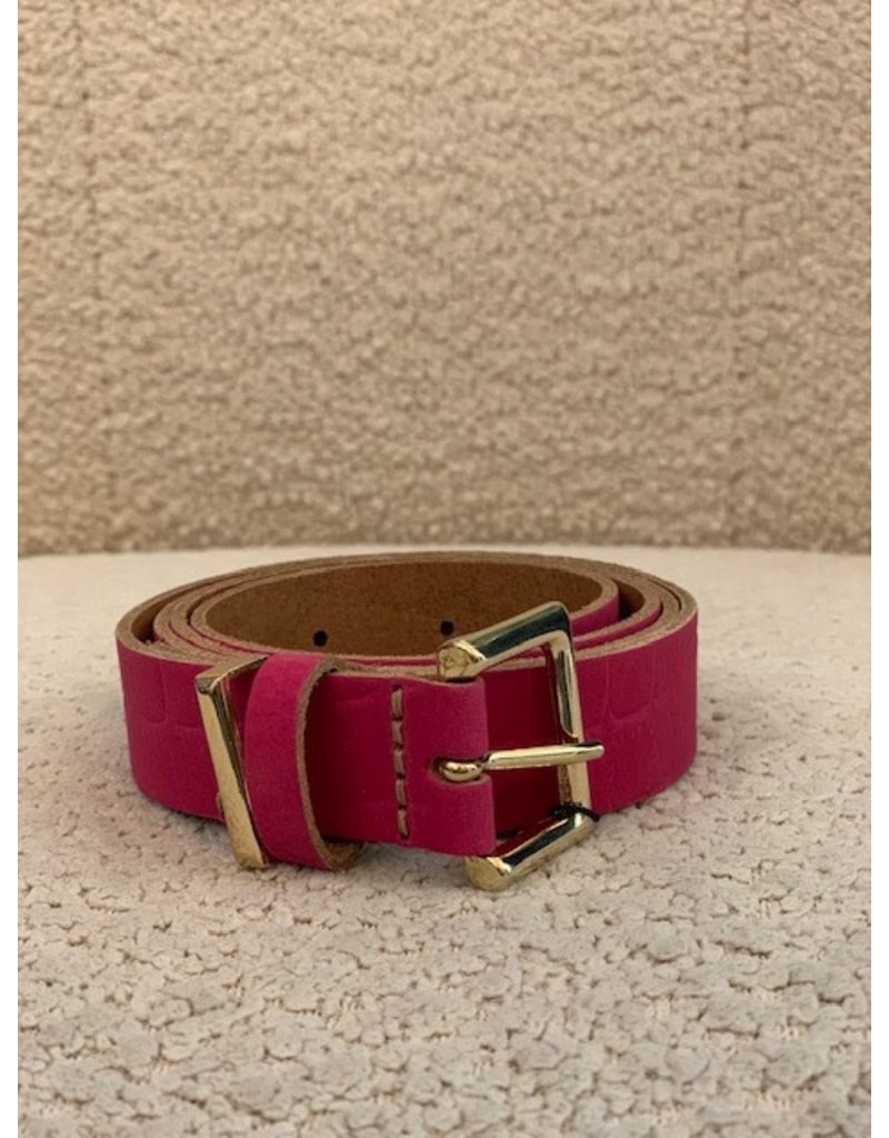 ELvy Croco Plain Belt Fuchsia