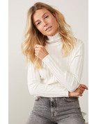 Yaya Yaya Rib Sweater With Close-fit Wool White Melange 01-000143-210