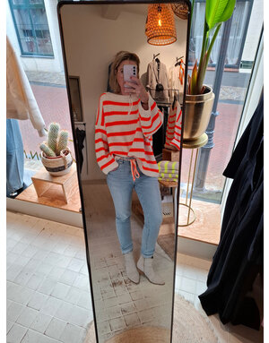 Feel Fashion Feel Trui Streep Fluo Orange