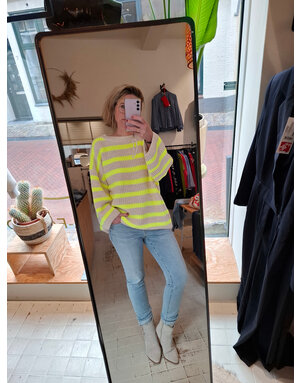 Feel Fashion Feel Trui Streep Fluo Yellow