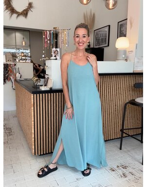 Feel Fashion Feel Jurk Glans Blauw Spagh.