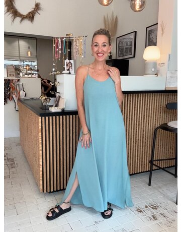 Feel Fashion Feel Jurk Glans Blauw Spagh.