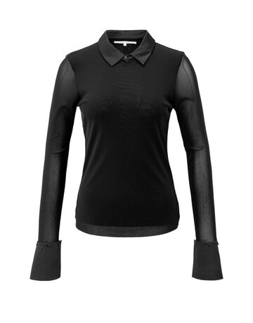 Yaya Yaya Mesh Blouse Black