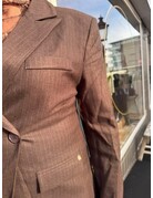 Feel Fashion Feel Blazer Bruin Krijtstreep
