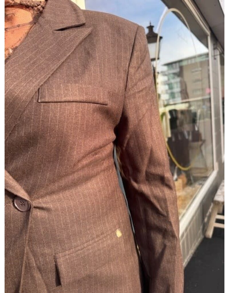 Feel Fashion Feel Blazer Bruin Krijtstreep