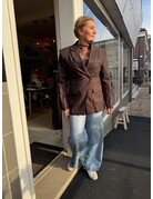 Feel Fashion Feel Blazer Bruin Krijtstreep