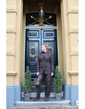 Feel Fashion Feel Blazer Bruin Krijtstreep