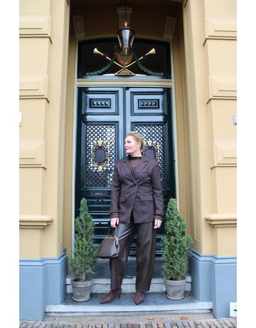 Feel Fashion Feel Blazer Bruin Krijtstreep