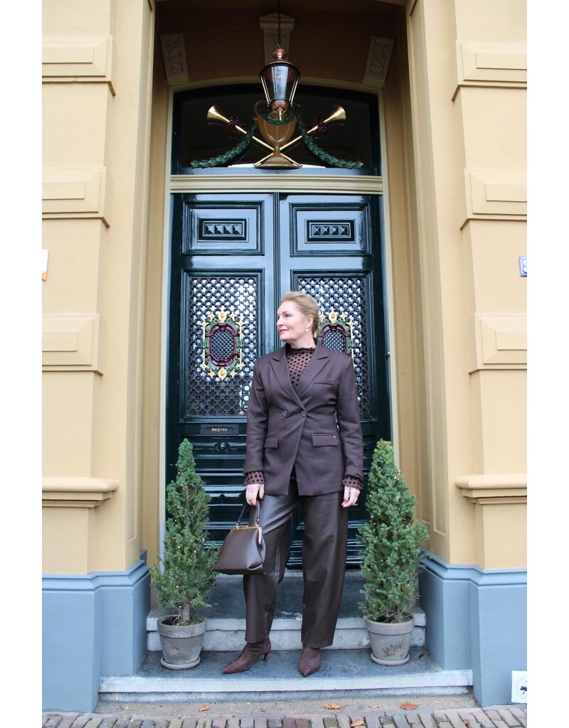 Feel Fashion Feel Blazer Bruin Krijtstreep