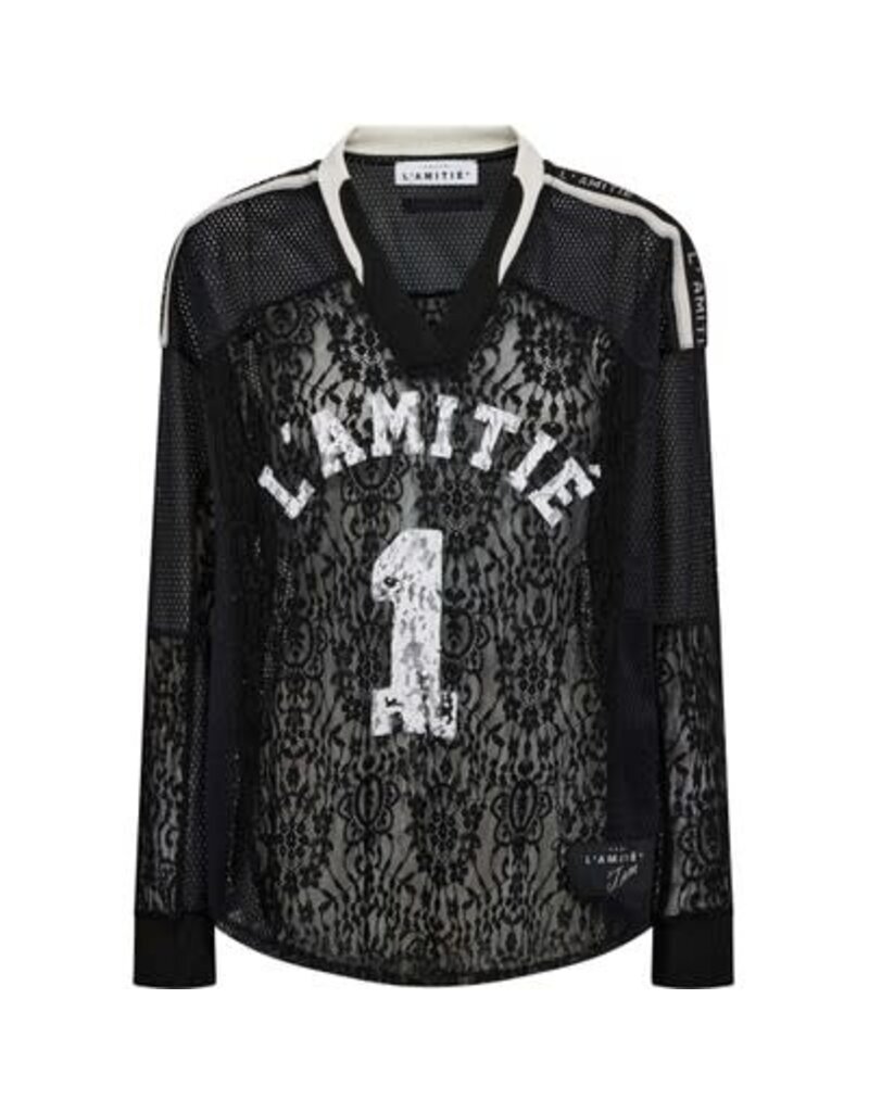 Haute L' Amitié HL Lace Football V-Blouse Black