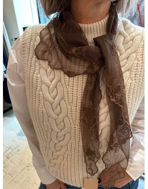 BOW19 Kanten sjaal bruin