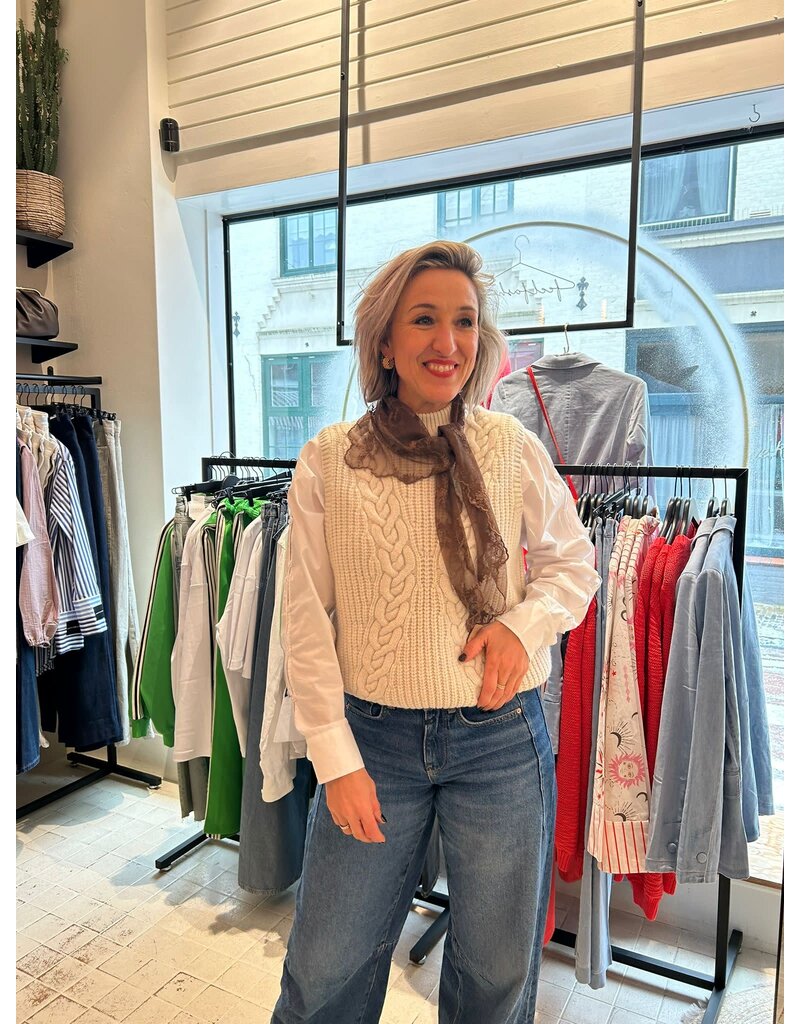 BOW 19 BOW19 Kanten sjaal bruin