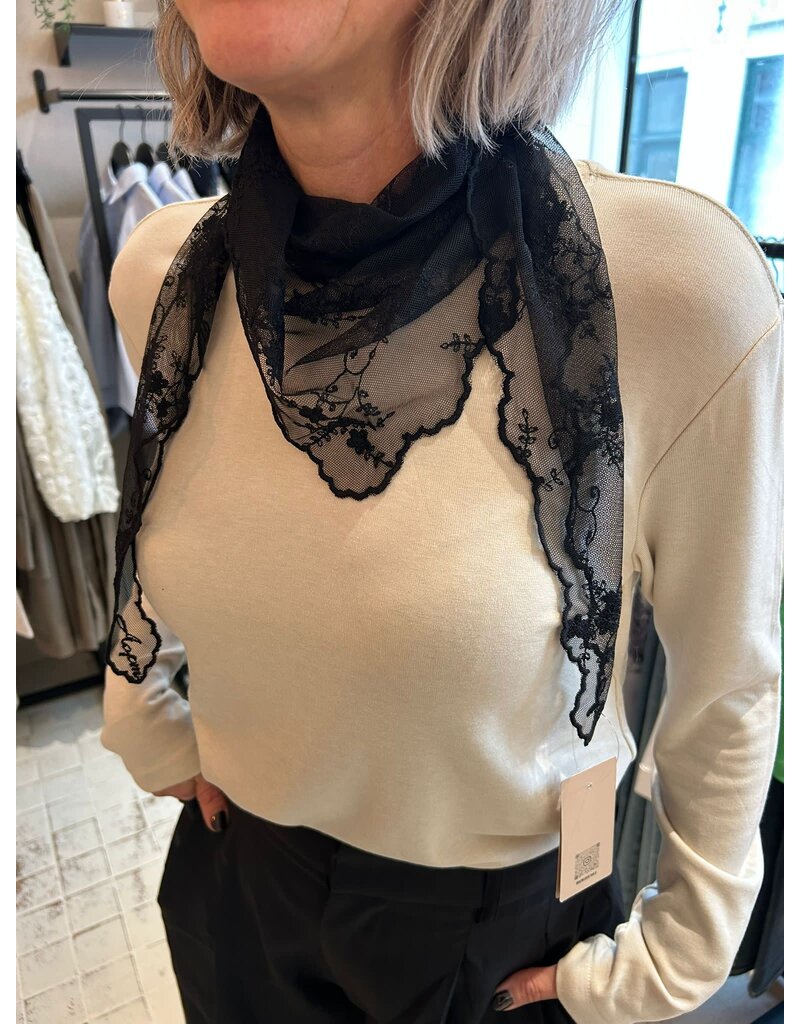 BOW 19 BOW19 Kanten sjaal zwart