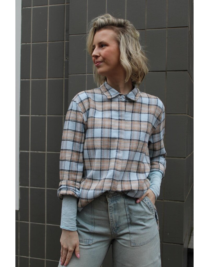 Feel Fashion Feel Blouse Ruit Blauw