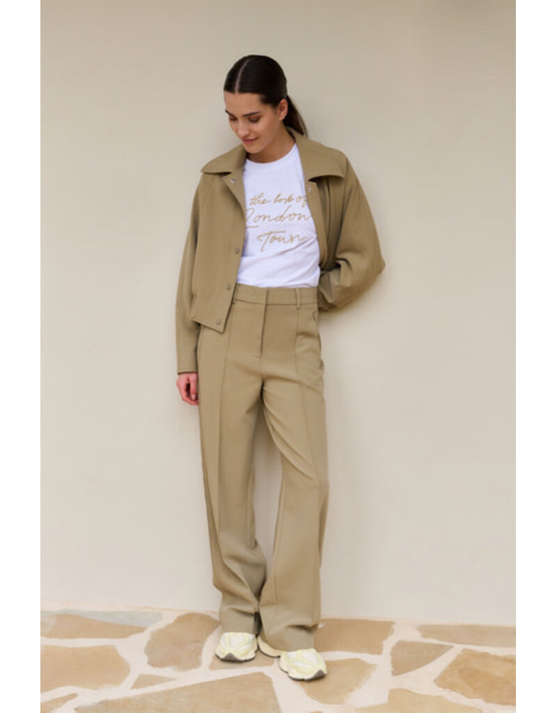 Yaya Yaya WL Pant. Contrast stitching Khaki Green