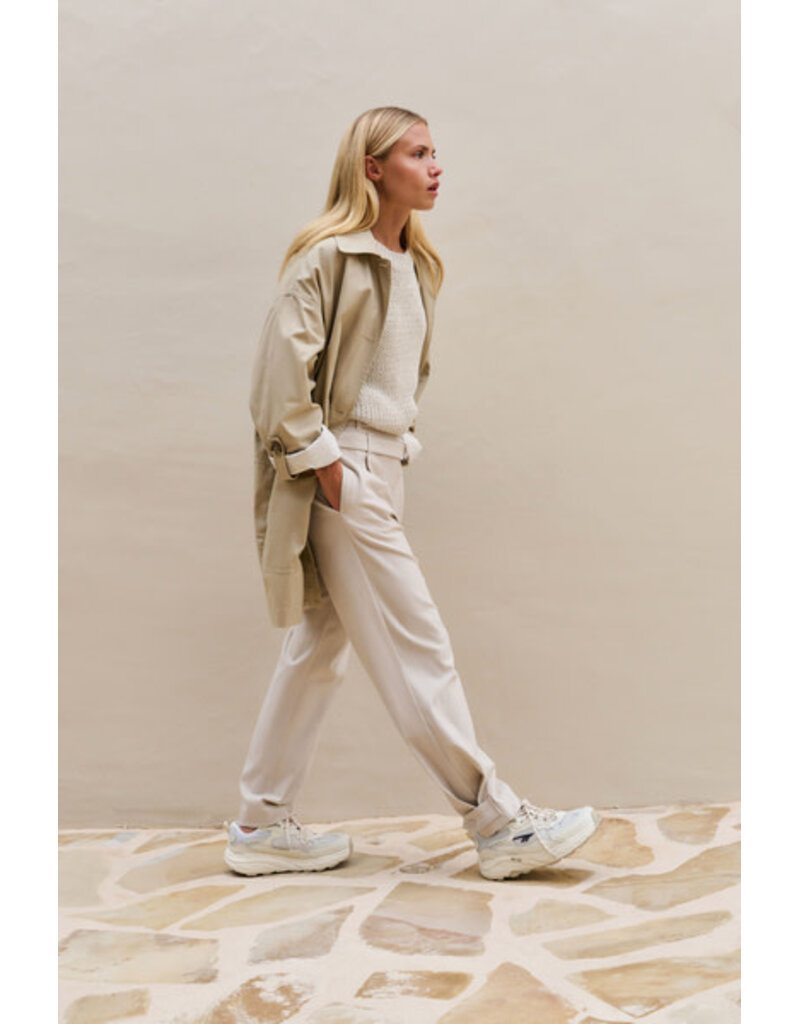 Yaya Yaya Woven Loose Fit Pant belt detail Kit Beige