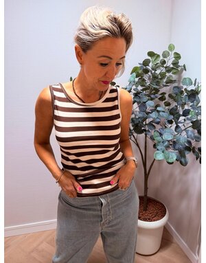 Feel Fashion Feel Top Streep ml Br/W