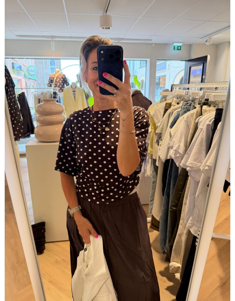 Feel Fashion Feel Tee Plooi Bruin Stip
