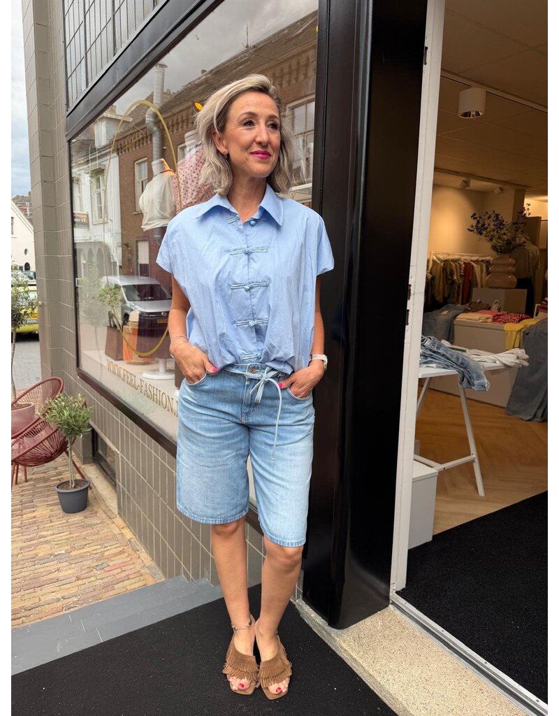 Feel blouse KM Knoop Blauw