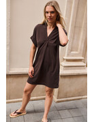 Yaya Yaya Jersey dress puff sleeves Aub. Purple