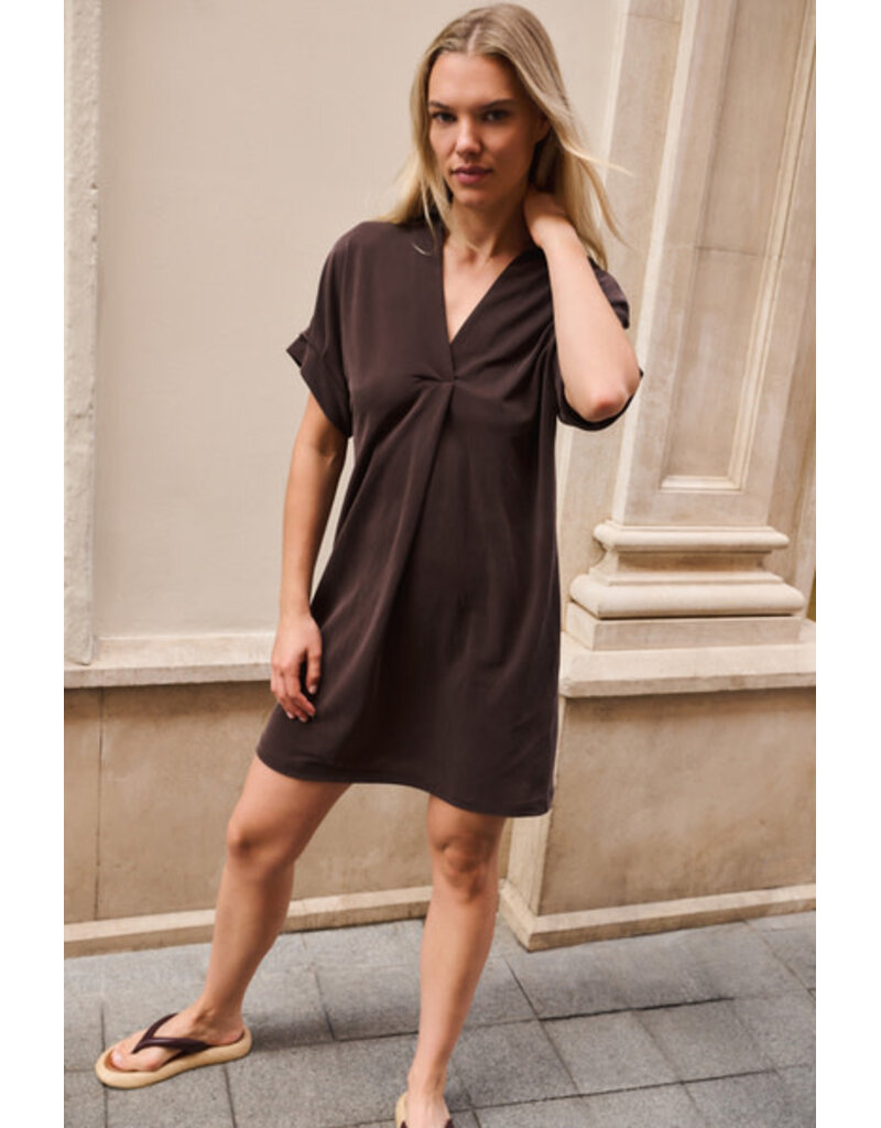 Yaya Yaya Jersey dress puff sleeves Aub. Purple