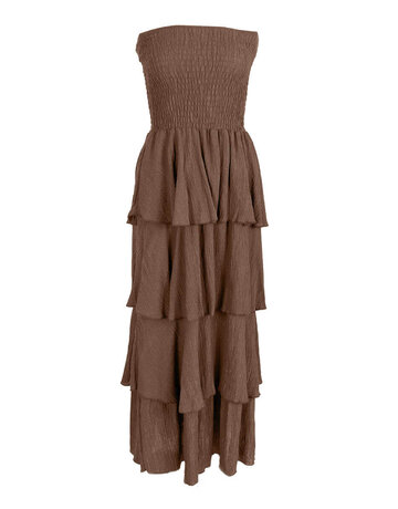Feel Fashion Feel Strapl. Jurk Bruin Lang
