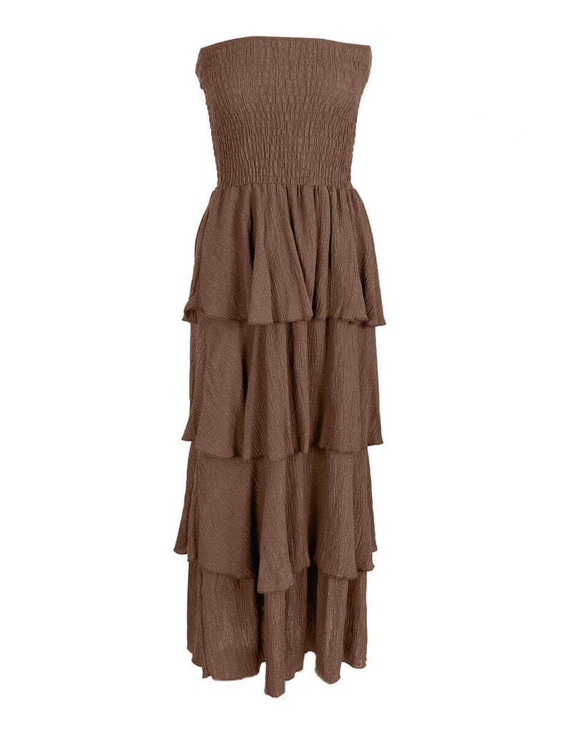 Feel Fashion Feel Strapl. Jurk Bruin Lang