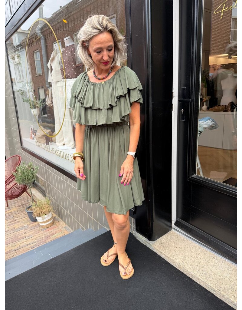 Feel Fashion Feel Strapl. Jurk Army Green