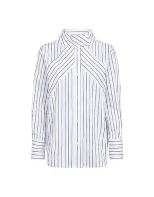 Co' Couture Co'Couture SomoCC Stripe Funnel Neck Blouse White