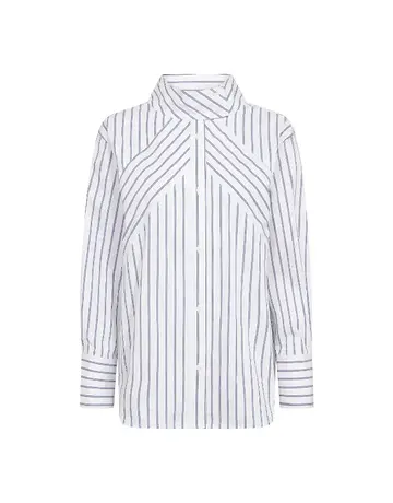 Co' Couture Co'Couture SomoCC Stripe Funnel Neck Blouse White