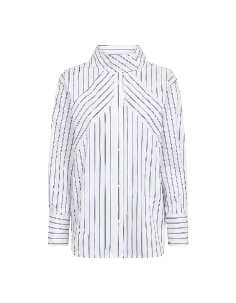 Co' Couture Co'Couture SomoCC Stripe Funnel Neck Blouse White