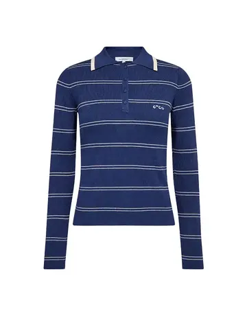 Co' Couture Co'Couture LueCC Stripe Polo Knit Blue