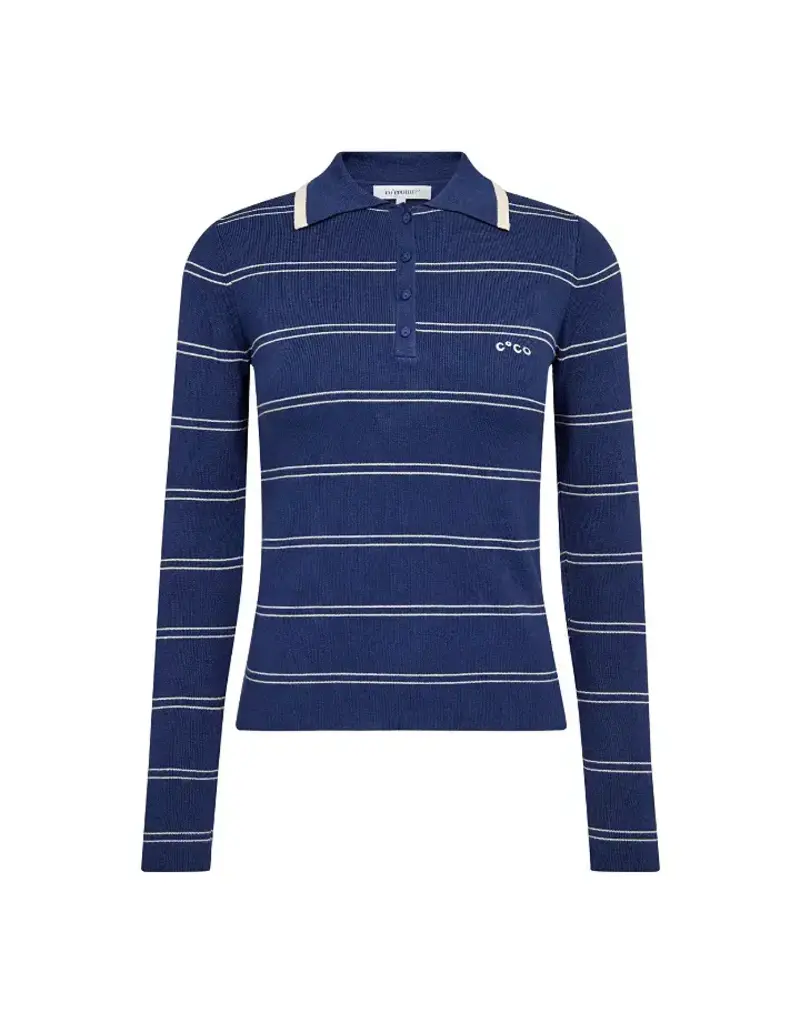 Co' Couture Co'Couture LueCC Stripe Polo Knit Blue