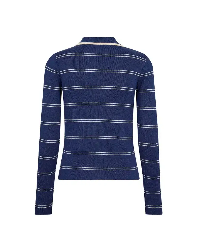 Co' Couture Co'Couture LueCC Stripe Polo Knit Blue