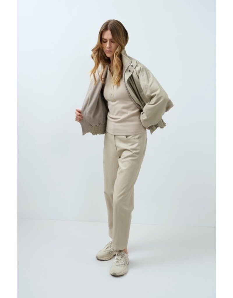 Yaya Yaya Faux lth Pant Cashmere Grey
