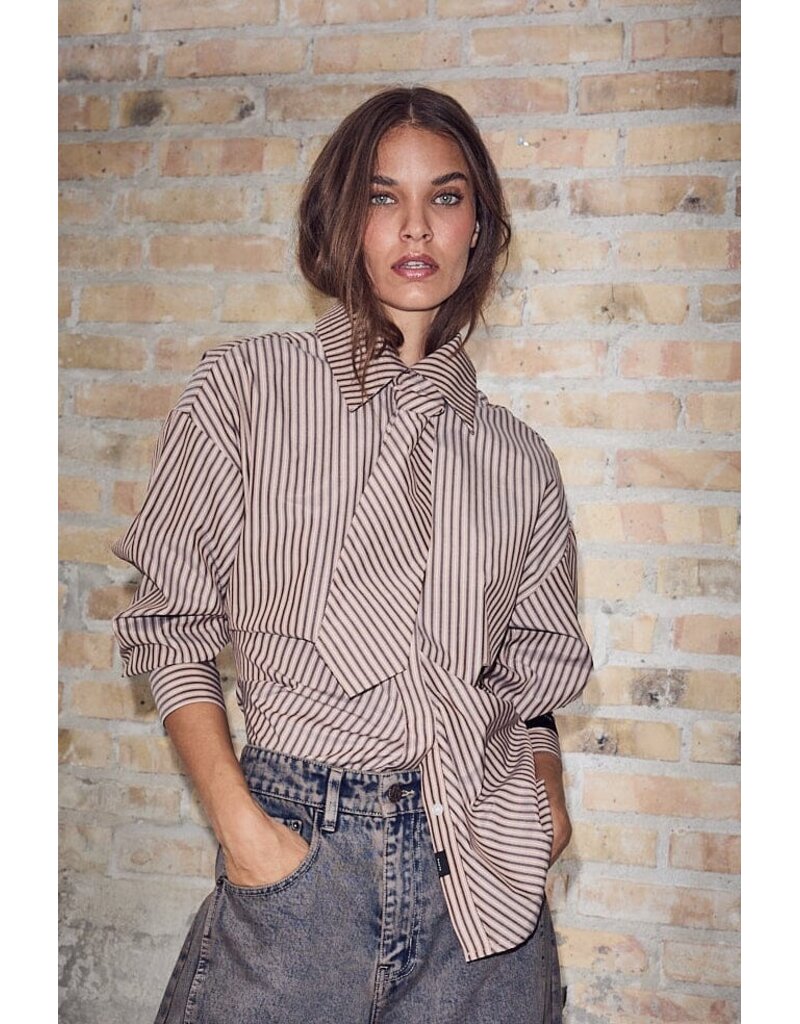 Haute L' Amitié HL Gemma Tie Stripe Blouse Dessert