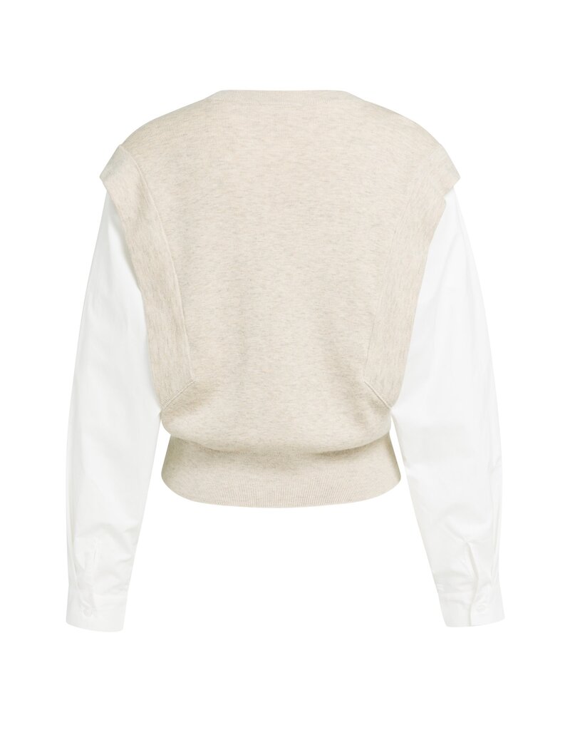 Yaya Yaya Sw. Woven , White Sleeves Light Beige Mel.