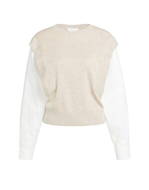 Yaya Yaya Sw. Woven , White Sleeves Light Beige Mel.
