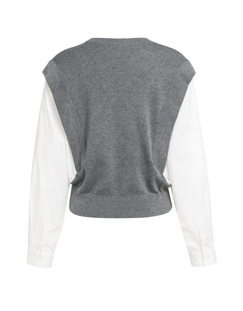 Yaya Yaya Sw. Woven , White Sleeves Grey Mel.