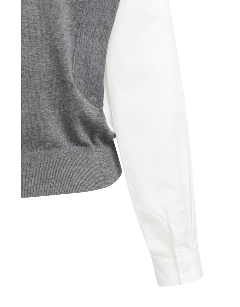 Yaya Yaya Sw. Woven , White Sleeves Grey Mel.
