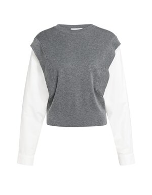 Yaya Yaya Sw. Woven , White Sleeves Grey Mel.