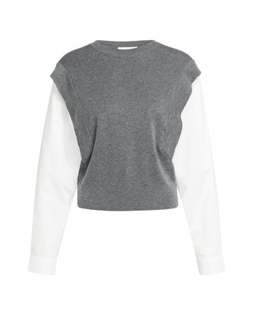 Yaya Yaya Sw. Woven , White Sleeves Grey Mel.