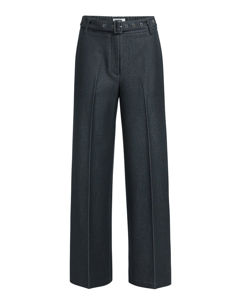 Yaya Yaya Woven Wide Pant Belt Cat Black